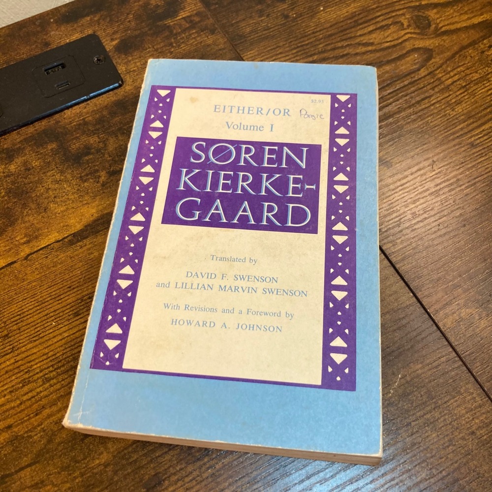 Soren Kierkegaard Either/Or Volume I 1971 Paperback Philosophy Book Vtg